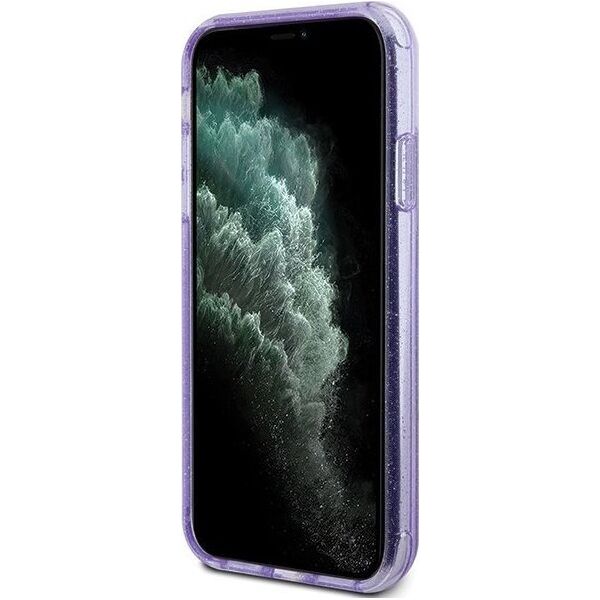 Guess Guess GUHMN61HRSGSU iPhone 11 / Xr 6.1" fioletowy/purple hardcase Ring Stand Script Glitter MagSafe
