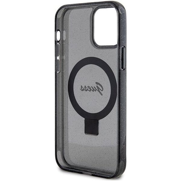 Guess Guess GUHMP12MHRSGSK iPhone 12/12 Pro 6.1" czarny/black hardcase Ring Stand Script Glitter MagSafe