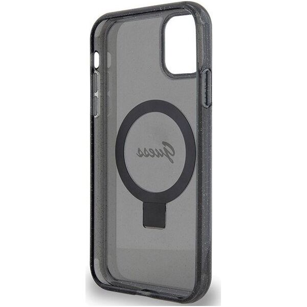 Guess Guess GUHMN61HRSGSK iPhone 11 / Xr 6.1" czarny/black hardcase Ring Stand Script Glitter MagSafe