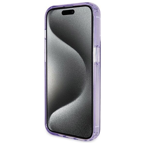 Guess Guess GUHMP14LHRSGSU iPhone 14 Pro 6.1" fioletowy/purple hardcase Ring Stand Script Glitter MagSafe