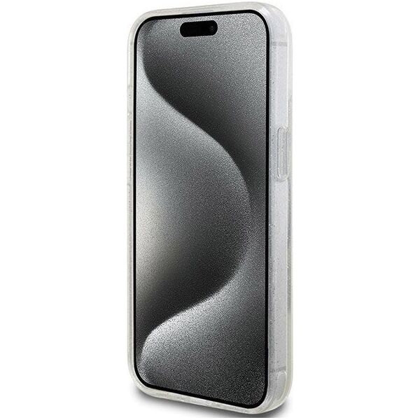 Guess Guess GUHMP15SHRSGSD iPhone 15 / 14 / 13 6.1" przezroczysty/transparent hardcase Ring Stand Script Glitter MagSafe