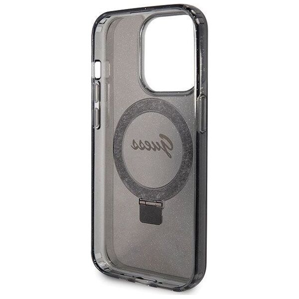 Guess Guess GUHMP14XHRSGSK iPhone 14 Pro Max 6.7" czarny/black hardcase Ring Stand Script Glitter MagSafe