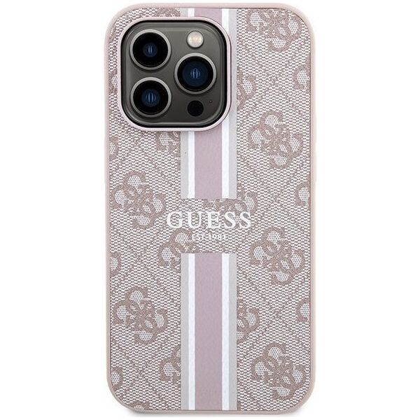 Guess Guess GUHMP15XP4RPSP iPhone 15 Pro Max 6.7" różowy/pink hardcase 4G Printed Stripes MagSafe