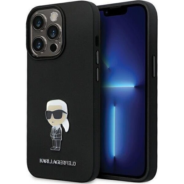 Karl Lagerfeld Karl Lagerfeld KLHCP14LSMHKNPK iPhone 14 Pro 6.1" czarny/black Silicone Ikonik Metal Pin
