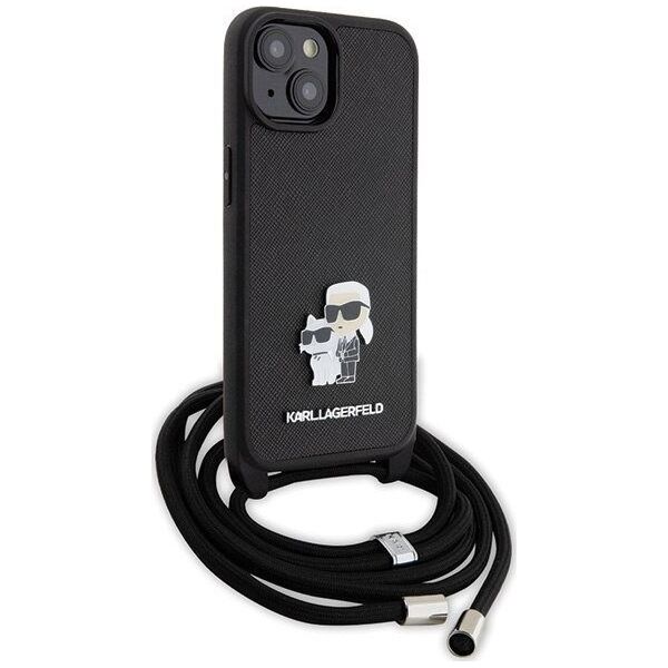Karl Lagerfeld Karl Lagerfeld KLHCP15SSAKCPSK iPhone 15 6.1" hardcase czarny/black Crossbody Saffiano Metal Pin Karl & Choupette