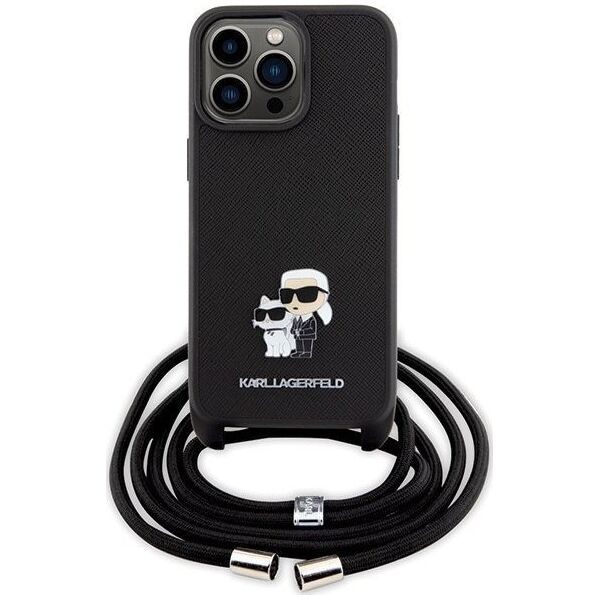 Karl Lagerfeld Karl Lagerfeld KLHCP15XSAKCPSK iPhone 15 Pro Max 6.7" hardcase czarny/black Crossbody Saffiano Metal Pin Karl & Choupette