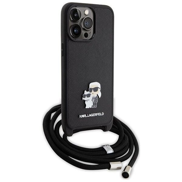 Karl Lagerfeld Karl Lagerfeld KLHCP15XSAKCPSK iPhone 15 Pro Max 6.7" hardcase czarny/black Crossbody Saffiano Metal Pin Karl & Choupette