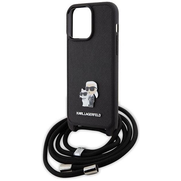 Karl Lagerfeld Karl Lagerfeld KLHCP15XSAKCPSK iPhone 15 Pro Max 6.7" hardcase czarny/black Crossbody Saffiano Metal Pin Karl & Choupette