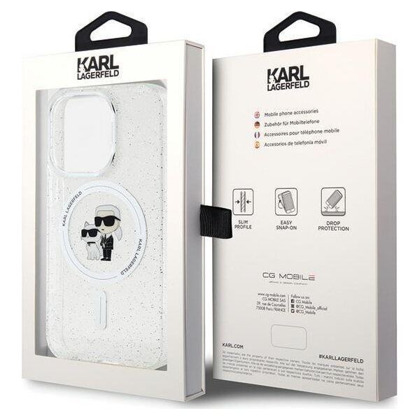 Karl Lagerfeld Karl Lagerfeld KLHMP15LHGKCNOT iPhone 15 Pro 6.1" transparent hardcase Karl&Choupette Glitter MagSafe