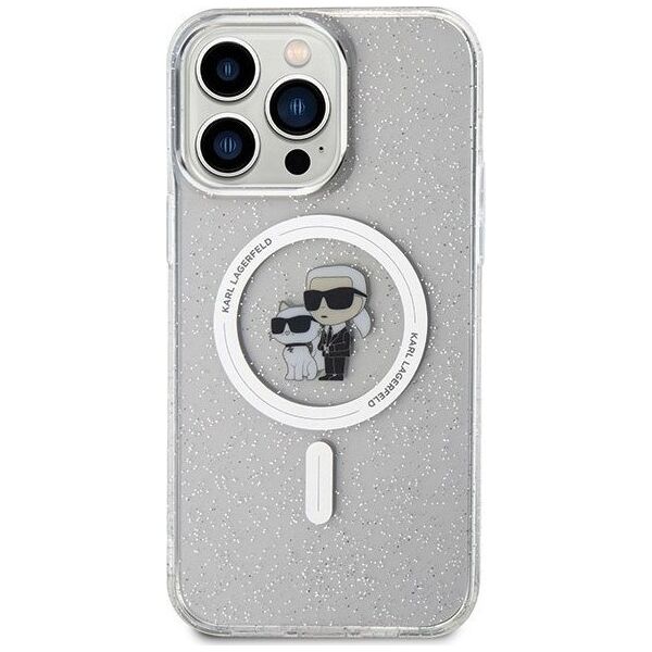 Karl Lagerfeld Karl Lagerfeld KLHMP15XHGKCNOT iPhone 15 Pro Max 6.7" transparent hardcase Karl&Choupette Glitter MagSafe