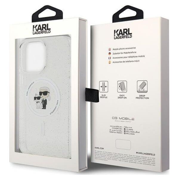 Karl Lagerfeld Karl Lagerfeld KLHMP15XHGKCNOT iPhone 15 Pro Max 6.7" transparent hardcase Karl&Choupette Glitter MagSafe