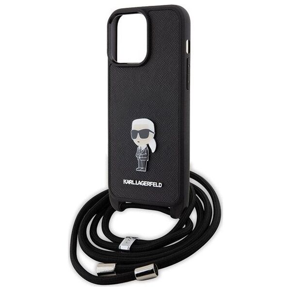 Karl Lagerfeld Karl Lagerfeld KLHCP15XSASKNPSK iPhone 15 Pro Max 6.7" hardcase czarny/black Crossbody Saffiano Monogram Metal Pin Karl & Choupe