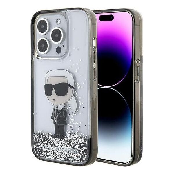 Karl Lagerfeld Karl Lagerfeld KLHCP15LLKKNSK iPhone 15 Pro 6.1" transparent hardcase Liquid Glitter Ikonik