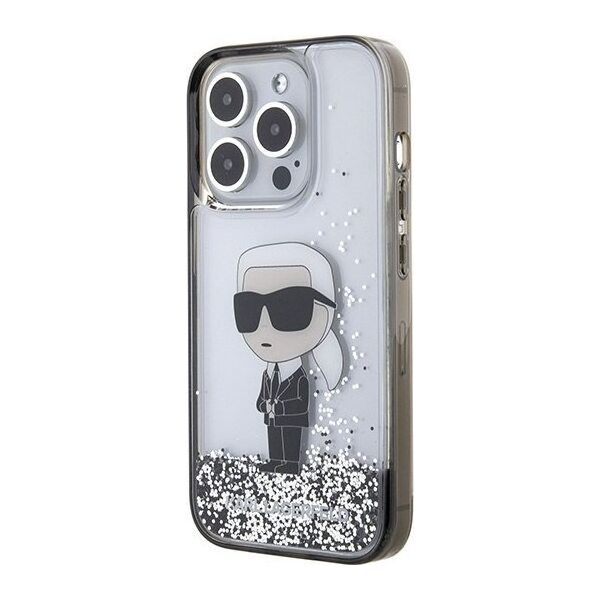 Karl Lagerfeld Karl Lagerfeld KLHCP15LLKKNSK iPhone 15 Pro 6.1" transparent hardcase Liquid Glitter Ikonik