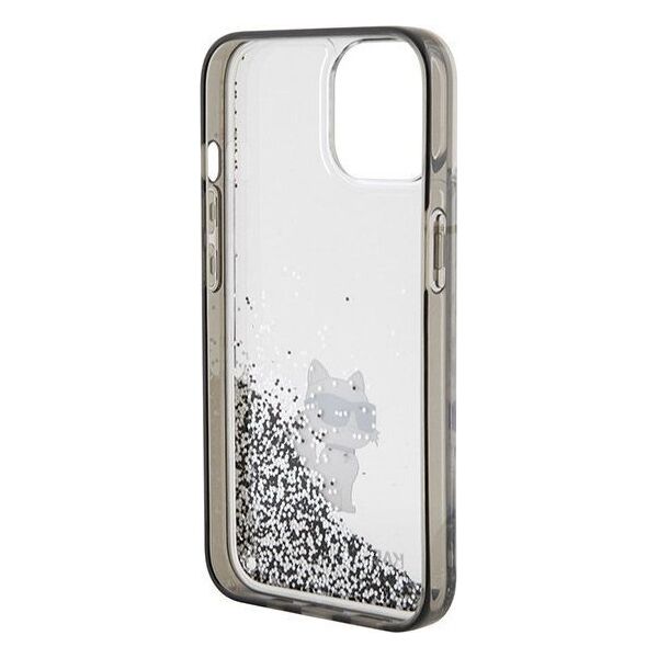 Karl Lagerfeld Karl Lagerfeld KLHCP15SLKCNSK iPhone 15 6.1" transparent hardcase Liquid Glitter Choupette