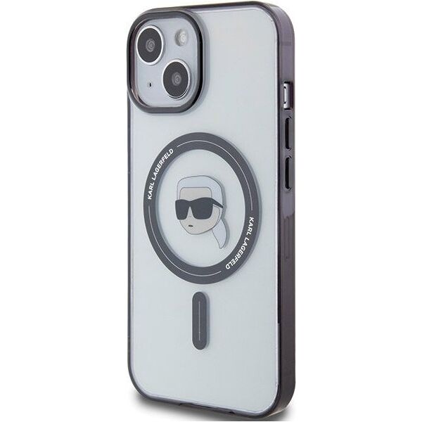 Karl Lagerfeld Karl Lagerfeld KLHMP15SHKHNOTK iPhone 15 6.1" transparent hardcase IML Karl`s Head MagSafe