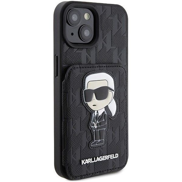 Karl Lagerfeld Karl Lagerfeld KLHCP15SSAKKNSCK iPhone 15 6.1" czarny/black hardcase Saffiano Cardslots and Stand Monogram Ikonik Patch