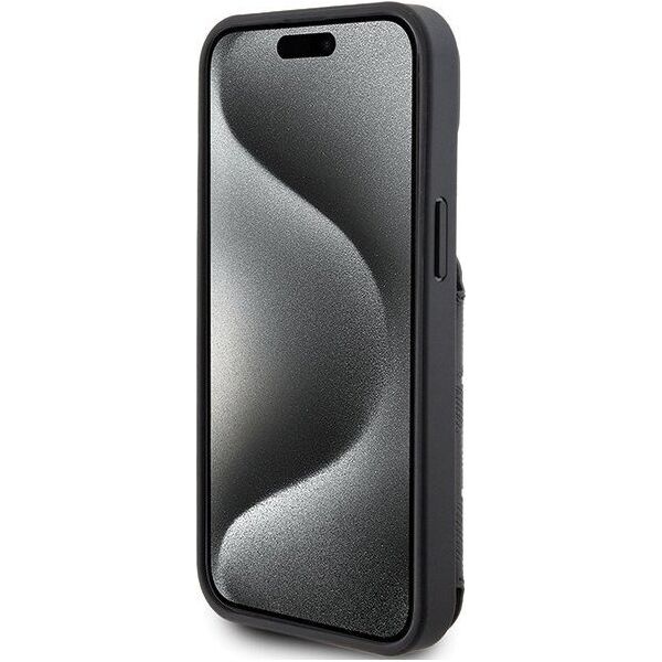 Karl Lagerfeld Karl Lagerfeld KLHCP15SSAKKNSCK iPhone 15 6.1" czarny/black hardcase Saffiano Cardslots and Stand Monogram Ikonik Patch