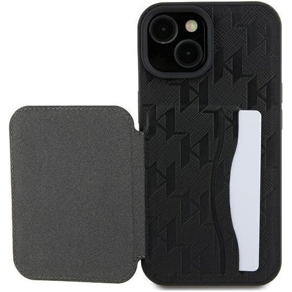 Karl Lagerfeld Karl Lagerfeld KLHCP15SSAKKNSCK iPhone 15 6.1" czarny/black hardcase Saffiano Cardslots and Stand Monogram Ikonik Patch