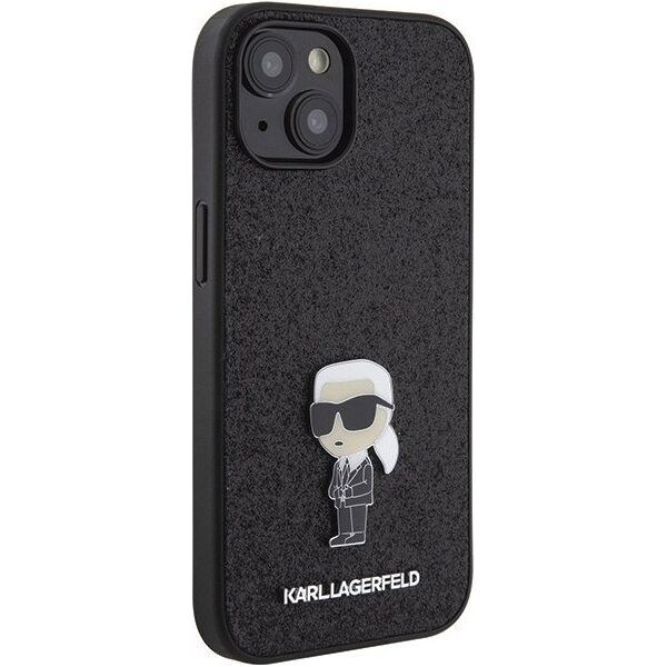Karl Lagerfeld Karl Lagerfeld KLHCP15SGKNPSK iPhone 15 6.1" czarny/black hardcase Fixed Glitter Ikonik Logo Metal Pin