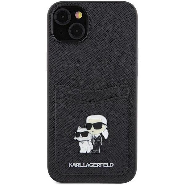 Karl Lagerfeld Karl Lagerfeld KLHCP15SSAPKCNPK iPhone 15 6.1" czarny/black hardcase Saffiano Cardslot Karl&Choupette Metal Pin
