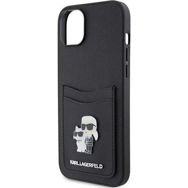 Karl Lagerfeld Karl Lagerfeld KLHCP15SSAPKCNPK iPhone 15 6.1" czarny/black hardcase Saffiano Cardslot Karl&Choupette Metal Pin