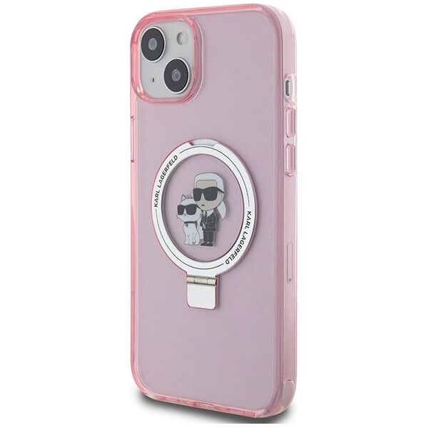 Karl Lagerfeld Karl Lagerfeld KLHMP15SHMRSKCP iPhone 15 6.1" różowy/pink hardcase Ring Stand Karl&Choupettte MagSafe