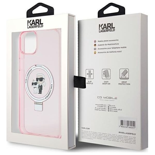 Karl Lagerfeld Karl Lagerfeld KLHMP15SHMRSKCP iPhone 15 6.1" różowy/pink hardcase Ring Stand Karl&Choupettte MagSafe