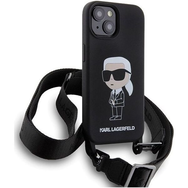 Karl Lagerfeld Karl Lagerfeld KLHCP15SSCBSKNK iPhone 15 6.1" hardcase czarny/black Crossbody Silicone Ikonik
