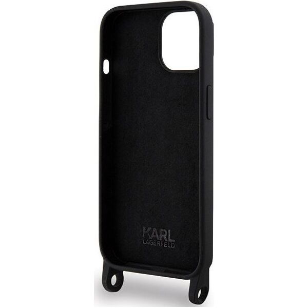 Karl Lagerfeld Karl Lagerfeld KLHCP15SSCBSKNK iPhone 15 6.1" hardcase czarny/black Crossbody Silicone Ikonik