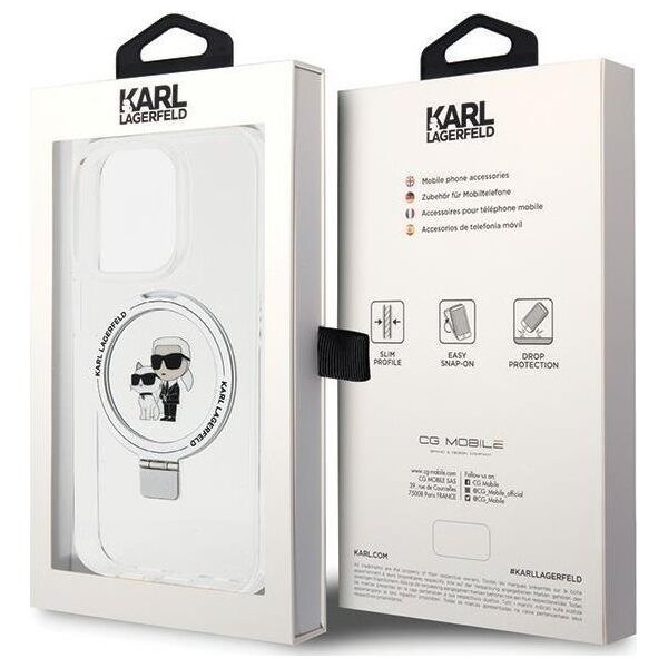Karl Lagerfeld Karl Lagerfeld KLHMP14LHMRSKCH iPhone 14 Pro 6.1" bialy/white hardcase Ring Stand Karl&Choupettte MagSafe