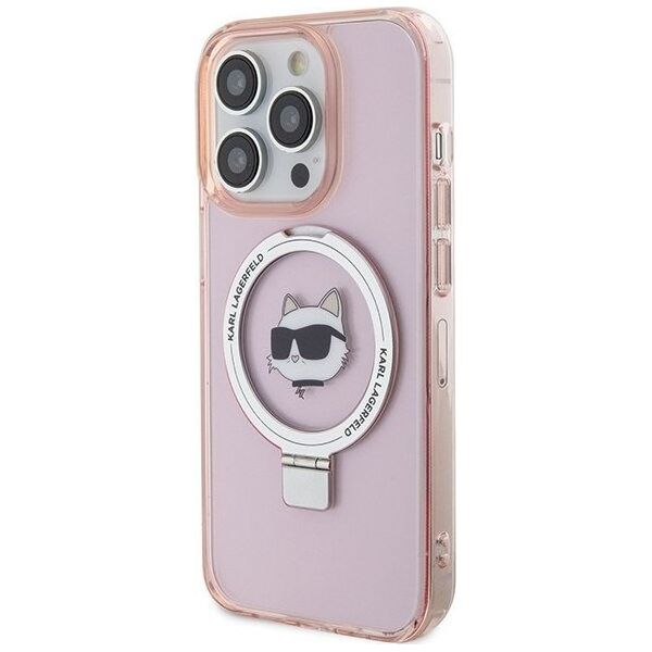 Karl Lagerfeld Karl Lagerfeld KLHMP15LHMRSCHP iPhone 15 Pro 6.1" różowy/pink hardcase Ring Stand Choupette Head MagSafe