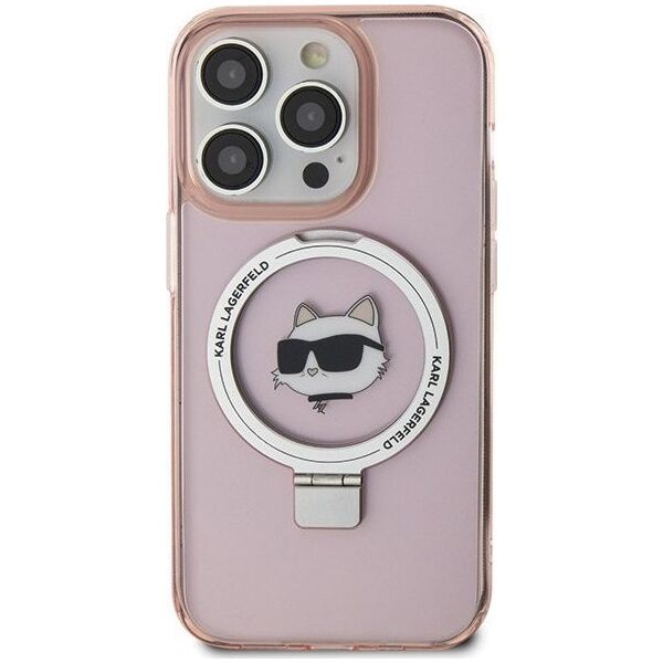 Karl Lagerfeld Karl Lagerfeld KLHMP15LHMRSCHP iPhone 15 Pro 6.1" różowy/pink hardcase Ring Stand Choupette Head MagSafe