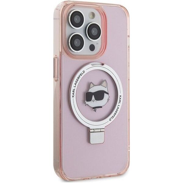 Karl Lagerfeld Karl Lagerfeld KLHMP15LHMRSCHP iPhone 15 Pro 6.1" różowy/pink hardcase Ring Stand Choupette Head MagSafe
