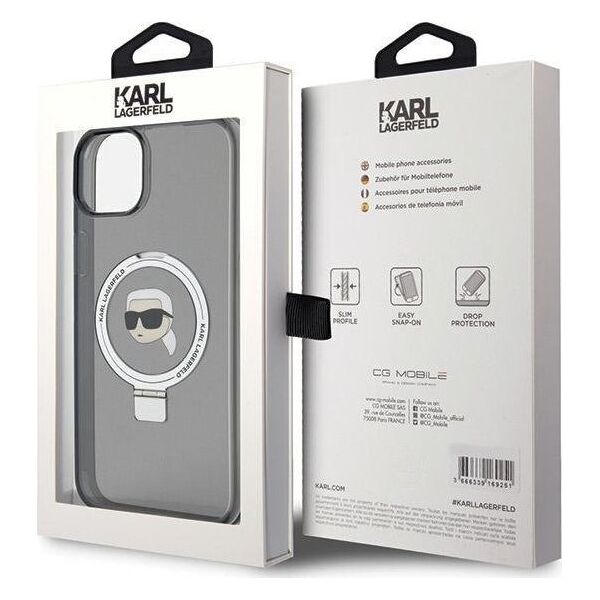 Karl Lagerfeld Karl Lagerfeld KLHMP15SHMRSKHK iPhone 15 6.1" czarny/black hardcase Ring Stand Karl Head MagSafe