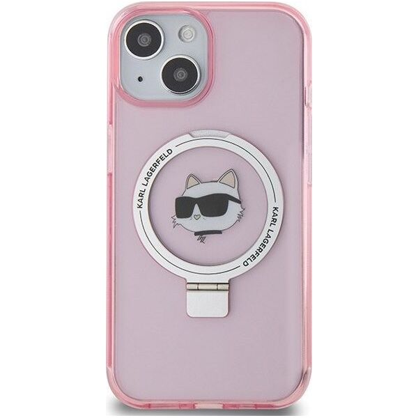 Karl Lagerfeld Karl Lagerfeld KLHMP15SHMRSCHP iPhone 15 6.1" różowy/pink hardcase Ring Stand Choupette Head MagSafe