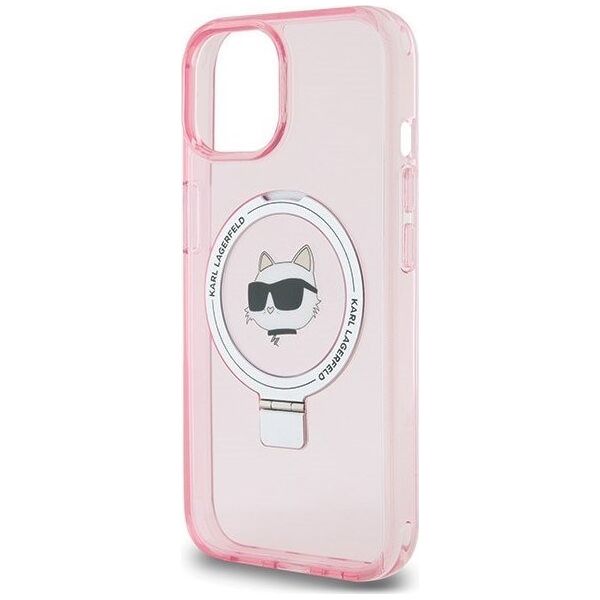 Karl Lagerfeld Karl Lagerfeld KLHMP15SHMRSCHP iPhone 15 6.1" różowy/pink hardcase Ring Stand Choupette Head MagSafe