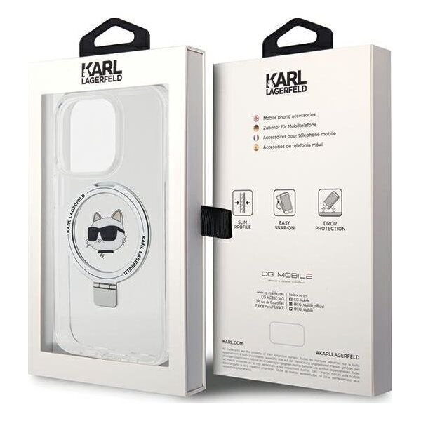 Karl Lagerfeld Karl Lagerfeld KLHMP15XHMRSCHH iPhone 15 Pro Max 6.7" biały/white hardcase Ring Stand Choupette Head MagSafe