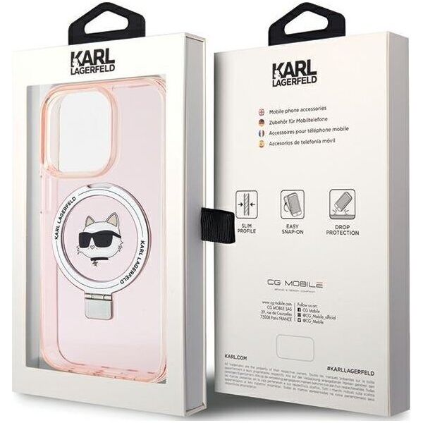 Karl Lagerfeld Karl Lagerfeld KLHMP15XHMRSCHP iPhone 15 Pro Max 6.7" różowy/pink hardcase Ring Stand Choupette Head MagSafe