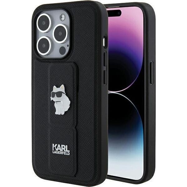 Karl Lagerfeld Karl Lagerfeld KLHCP15LGSACHPK iPhone 15 Pro 6.1" czarny/black hardcase Gripstand Saffiano Choupette Pins