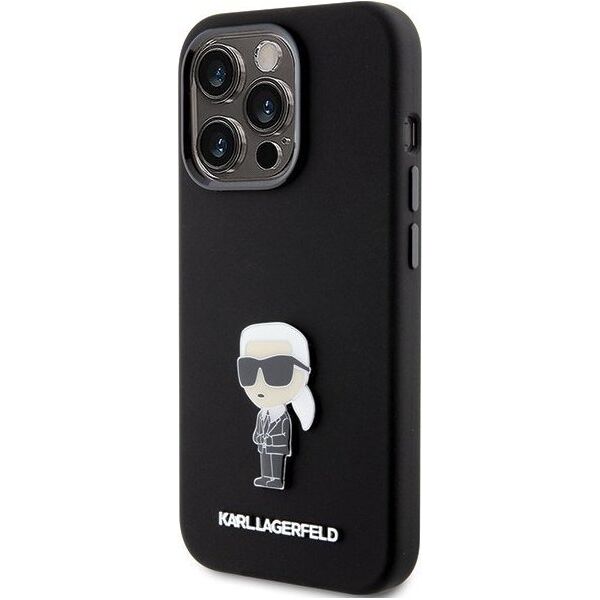 Karl Lagerfeld Karl Lagerfeld KLHCP15LSMHKNPK iPhone 15 Pro 6.1" czarny/black Silicone Ikonik Metal Pin