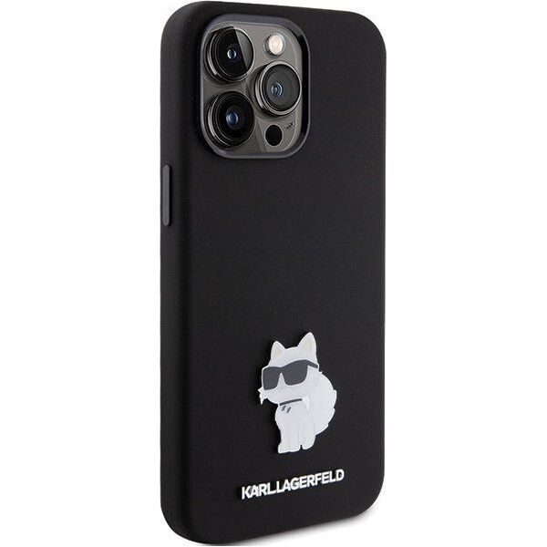 Karl Lagerfeld Karl Lagerfeld KLHCP15LSMHCNPK iPhone 15 Pro 6.1" czarny/black Silicone Choupette Metal Pin