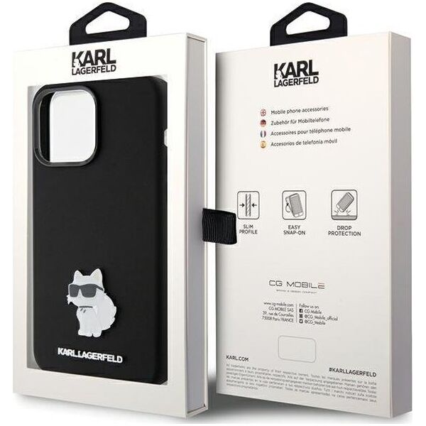 Karl Lagerfeld Karl Lagerfeld KLHCP15LSMHCNPK iPhone 15 Pro 6.1" czarny/black Silicone Choupette Metal Pin