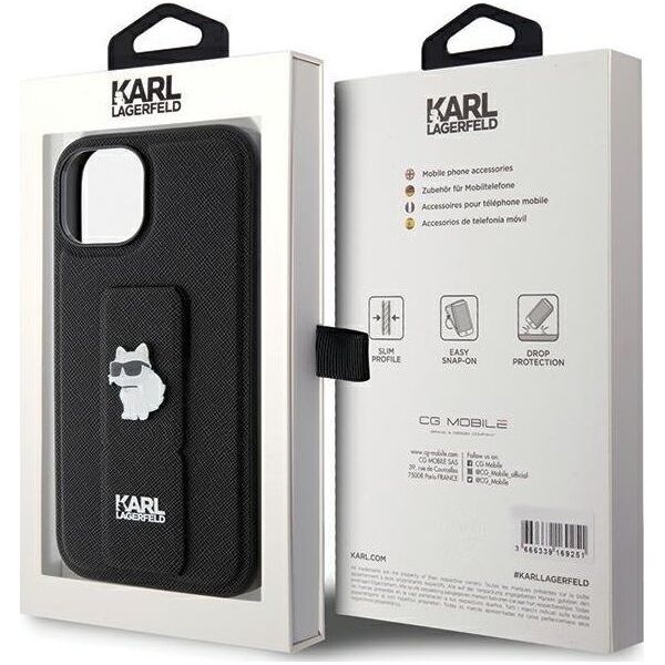 Karl Lagerfeld Karl Lagerfeld KLHCP15MGSACHPK iPhone 15 Plus 6.7" czarny/black hardcase Gripstand Saffiano Choupette Pins