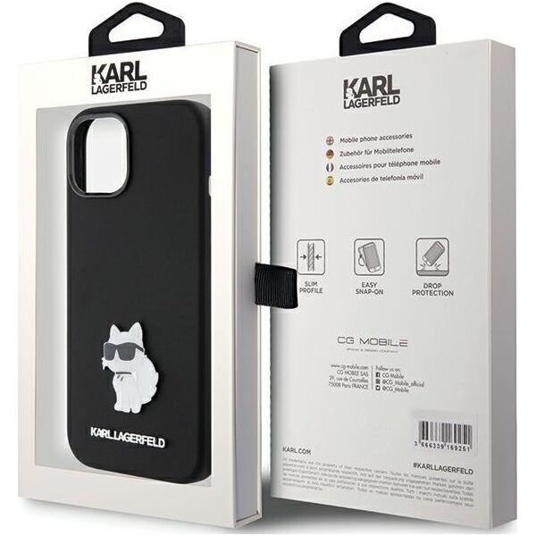 Karl Lagerfeld Karl Lagerfeld KLHCP15MSMHCNPK iPhone 15 Plus 6.7" czarny/black Silicone Choupette Metal Pin