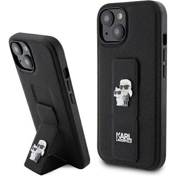Karl Lagerfeld Karl Lagerfeld KLHCP15MGSAKCPK iPhone 15 Plus 6.7" czarny/black hardcase Gripstand Saffiano Karl&Choupette Pins