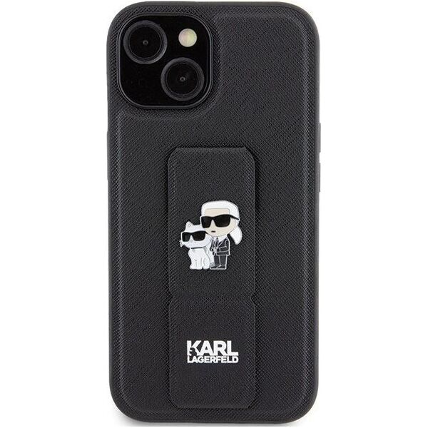 Karl Lagerfeld Karl Lagerfeld KLHCP15MGSAKCPK iPhone 15 Plus 6.7" czarny/black hardcase Gripstand Saffiano Karl&Choupette Pins