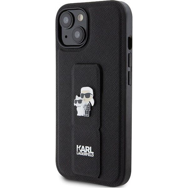 Karl Lagerfeld Karl Lagerfeld KLHCP15SGSAKCPK iPhone 15 6.1" czarny/black hardcase Gripstand Saffiano Karl&Choupette Pins