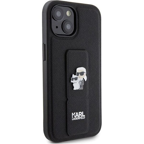 Karl Lagerfeld Karl Lagerfeld KLHCP15SGSAKCPK iPhone 15 6.1" czarny/black hardcase Gripstand Saffiano Karl&Choupette Pins