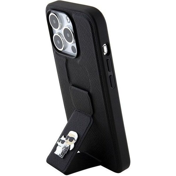Karl Lagerfeld Karl Lagerfeld KLHCP15XGSAKCPK iPhone 15 Pro Max 6.7" czarny/black hardcase Gripstand Saffiano Karl&Choupette Pins